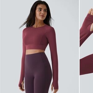 HALARA Solid Thumb Hole Cropped Yoga Sports Top NWT